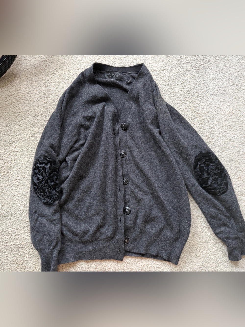Giacommetta Valli cashmere gray cardigan Size S Fur Patches